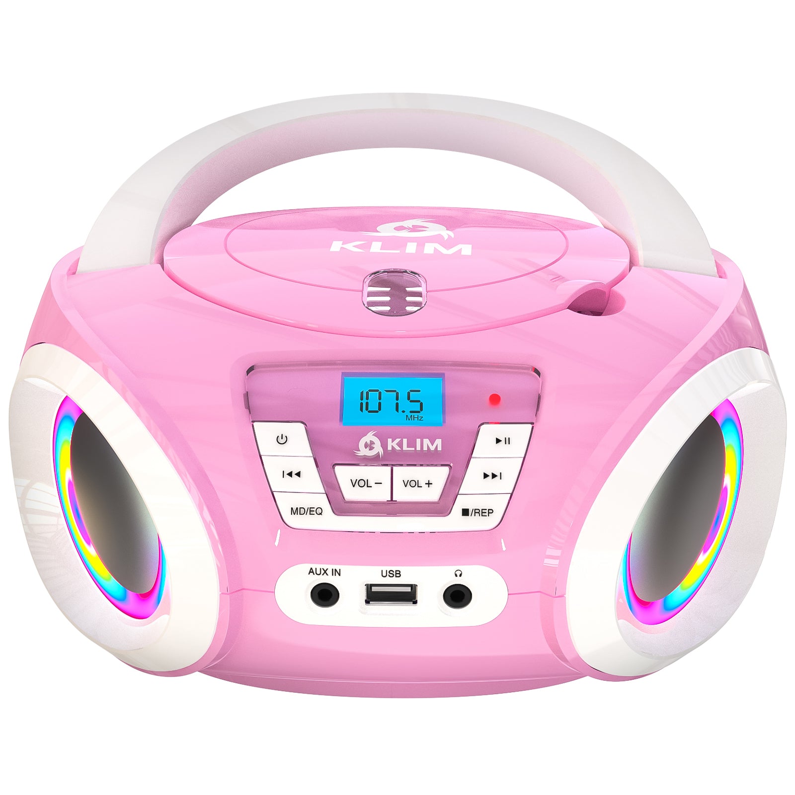 KLIM Candy Radio CD Player for Kids | USB & RGB Lights – KLIM