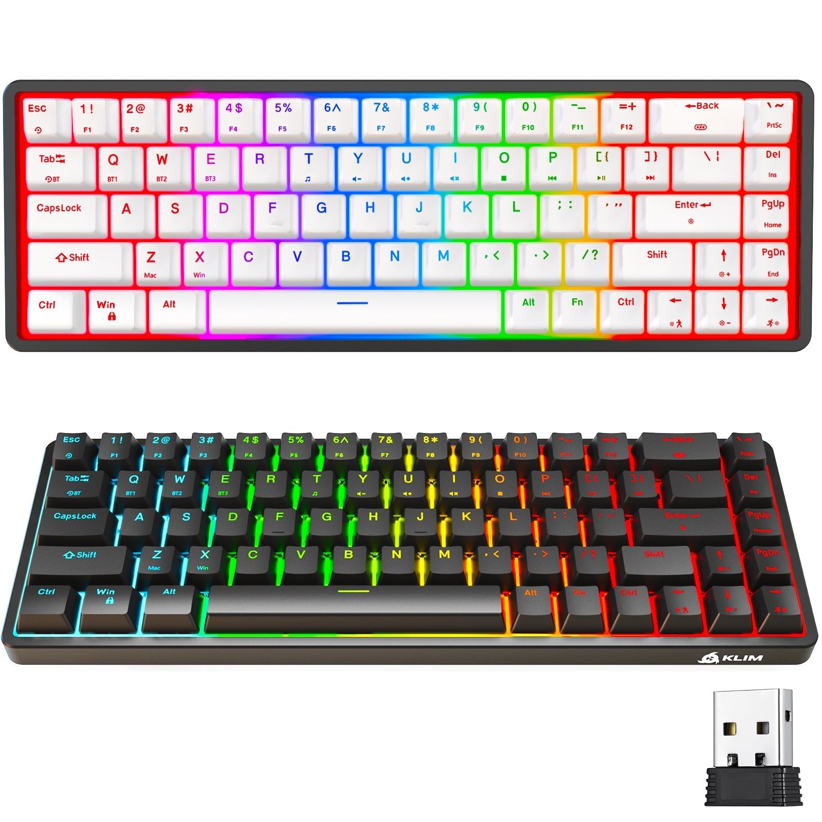 Clavier gaming Bluetooth Or Gamer Wireless, clavier TKL RGB QWERTZ 65%,  touches