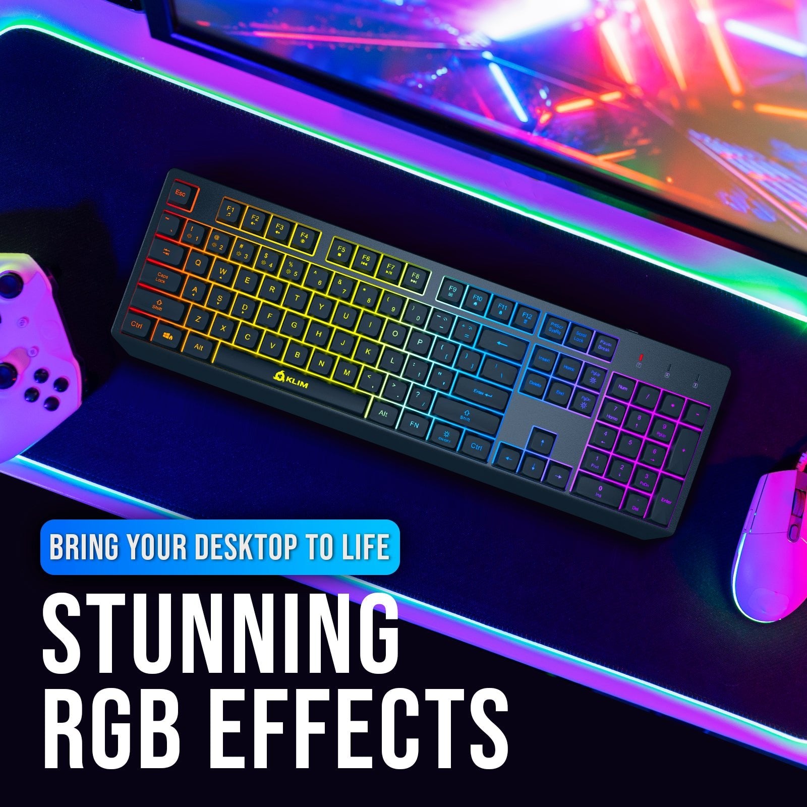 KLIM Chroma Wireless Membrane Keyboard | Silent & Illuminated – KLIM ...
