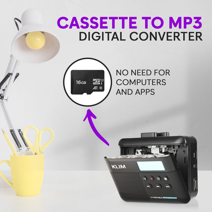 KLIM K7 Cassette Tape Player + Cassette to MP3 Converter - KLIM Technologies