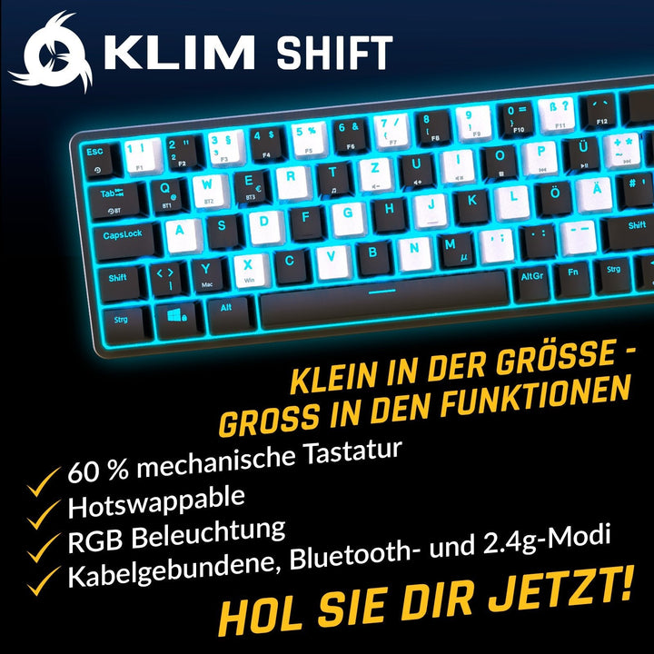 KLIM Shift 65% Wireless Mechanical Keyboard - KLIM Technologies