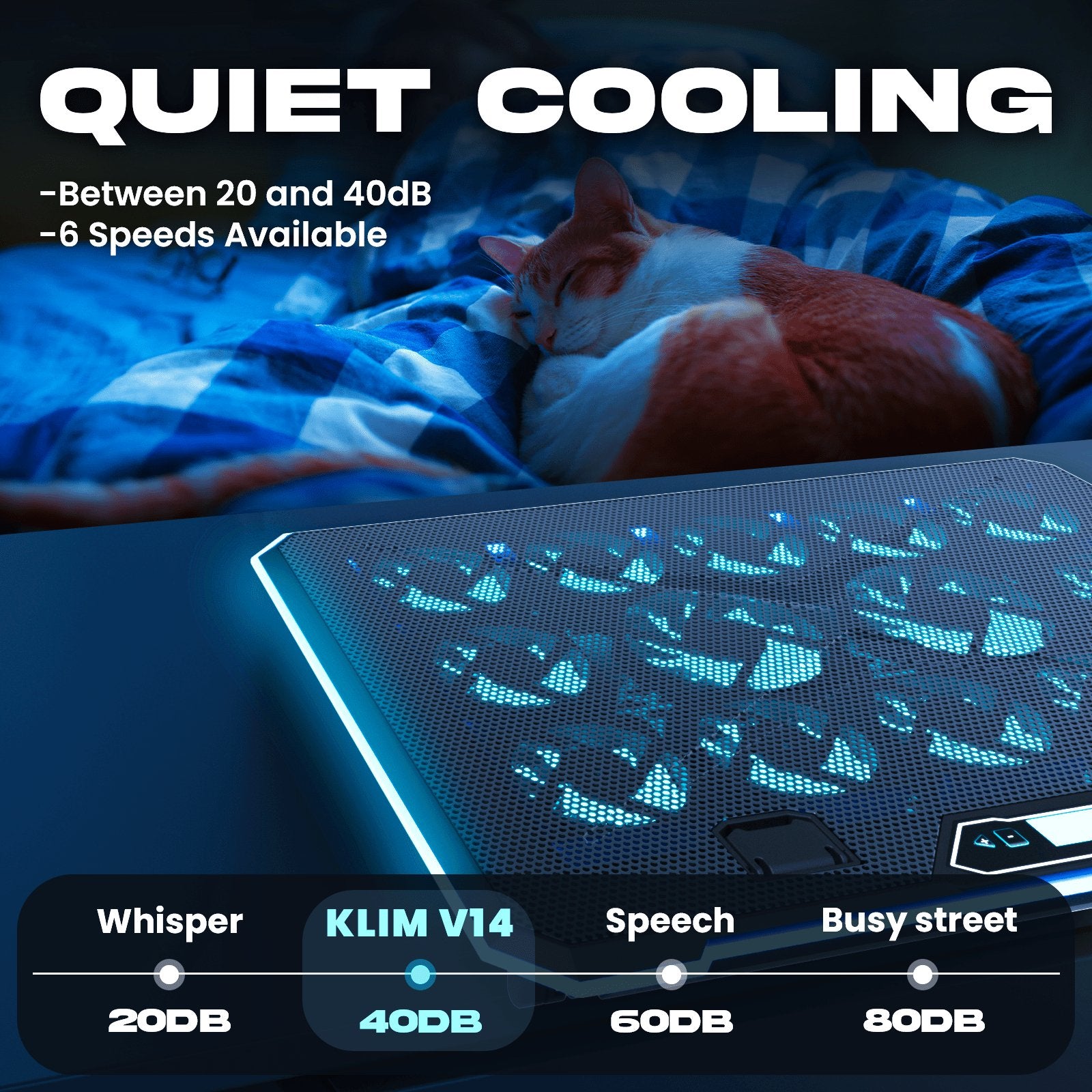 KLIM V14 Gaming Laptop Cooling Pad with 14 Fans – KLIM Technologies