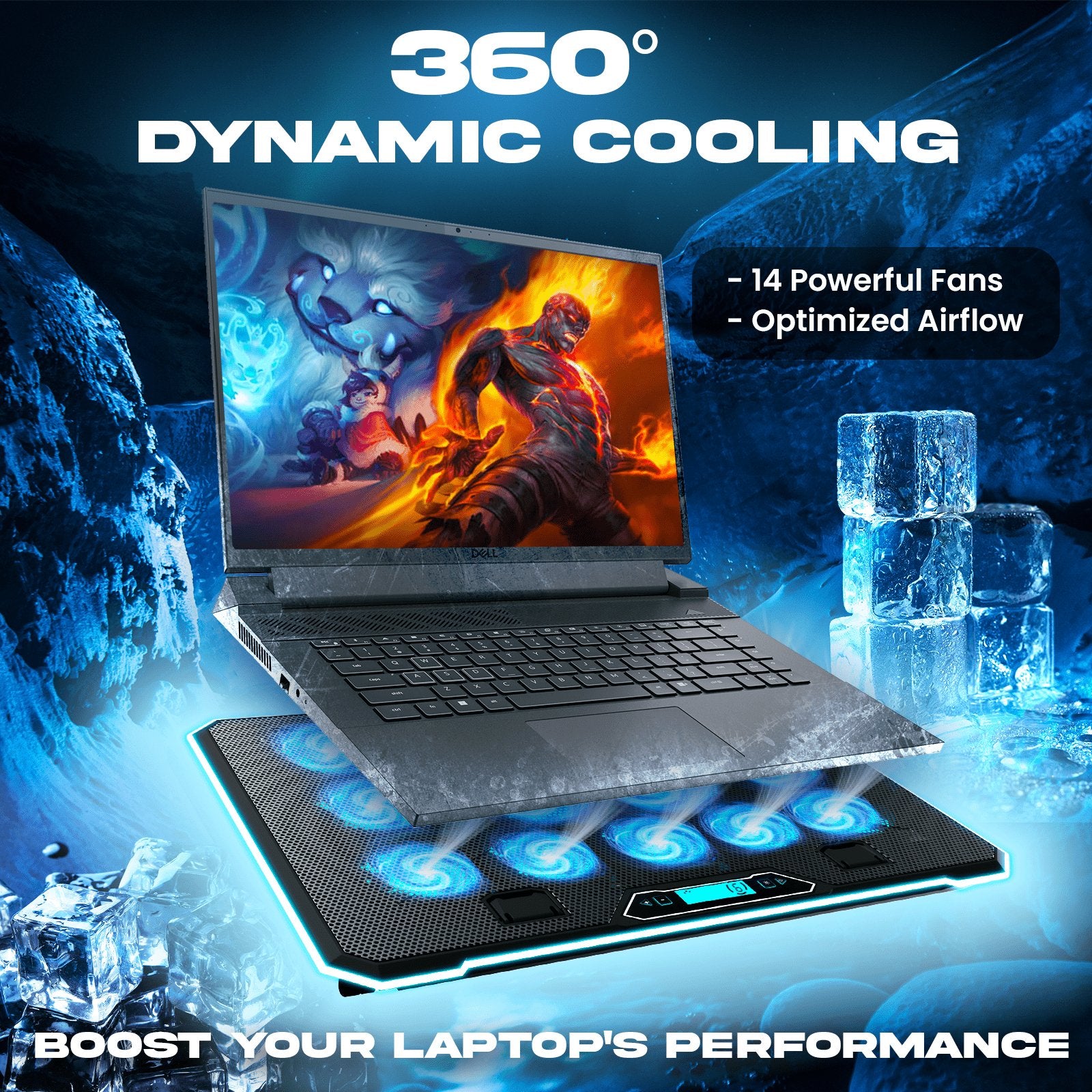 KLIM V14 Gaming Laptop Cooling Pad with 14 Fans – KLIM Technologies