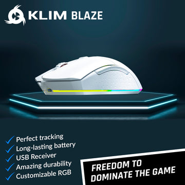 KLIM Blaze Pro laddningsbar trådlös mus - Spelmus med RGB och  laddningsstation + högprekissionssensor och hållbart batteri + upp till  6000 dpi + kabel och trådlös mus för PC : : Elektronik