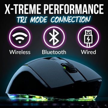 KLIM Blaze uppladdningsbar trådlös spelmus RGB + högprecisionssensor + 7  anpassningsbara knappar + upp till 10000 DPI + trådbunden och trådlös mus  UK
