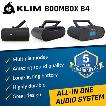 KLIM Boombox B4 Radio CD Player  Rechargeable Battery – KLIM Technologies