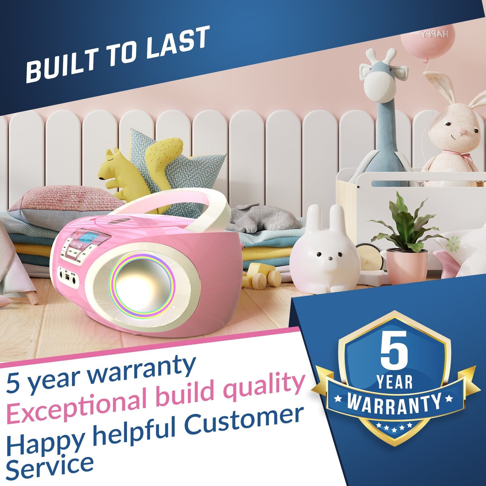 KLIM Candy Radio CD Player for Kids | USB & RGB Lights – KLIM