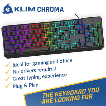 KLIM Chroma Wired Membrane Keyboard  Silent & Illuminated – KLIM  Technologies