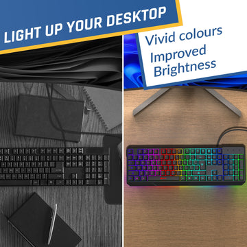 KLIM Chroma Gaming Keyboard, Wired USB, Silent, RGB Backlit for PC,MAC,PS4