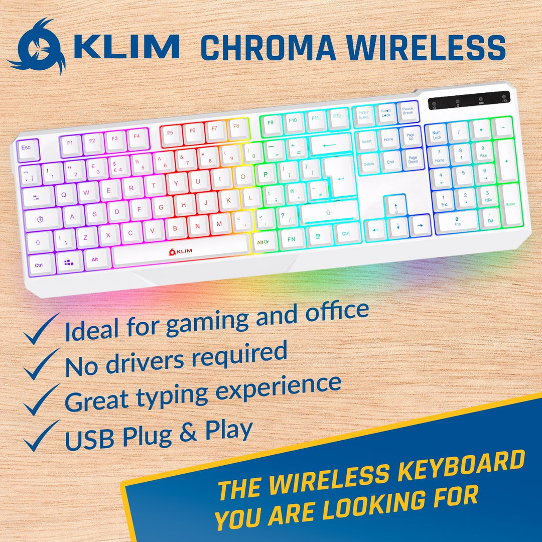 KLIM Chroma Rechargeable Wireless Gaming Keyboard + Quiet, Waterproof, –  1Sale Deals
