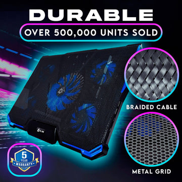 KLIM Cyclone Base Raffreddamento PC - Supporto Laptop Con 5 Ventole, Per Gaming E Lavoro - Foto 1