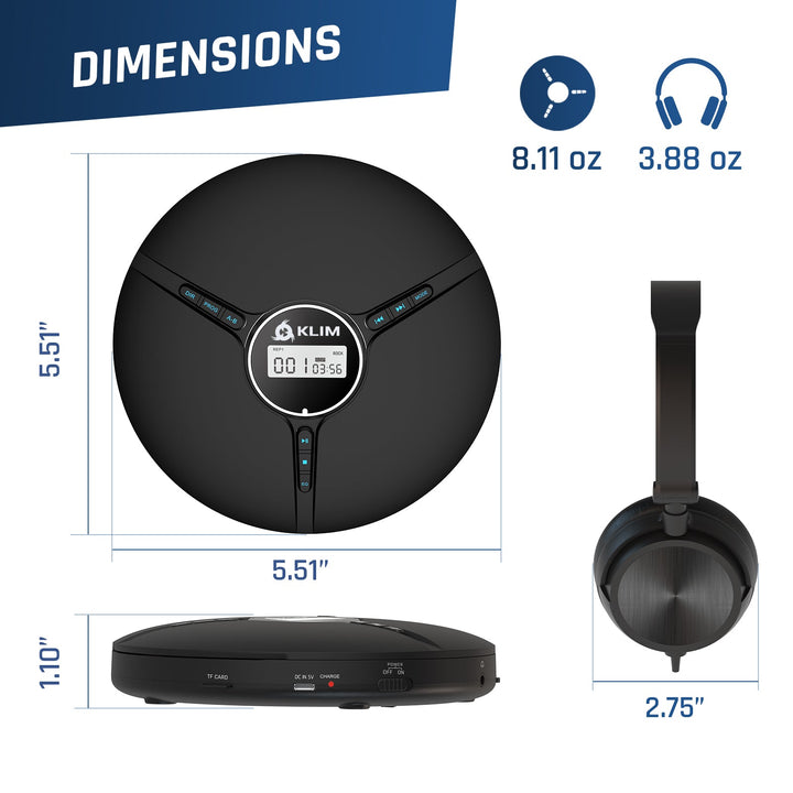 KLIM Discman Portable CD Player with Headphones - KLIM Technologies