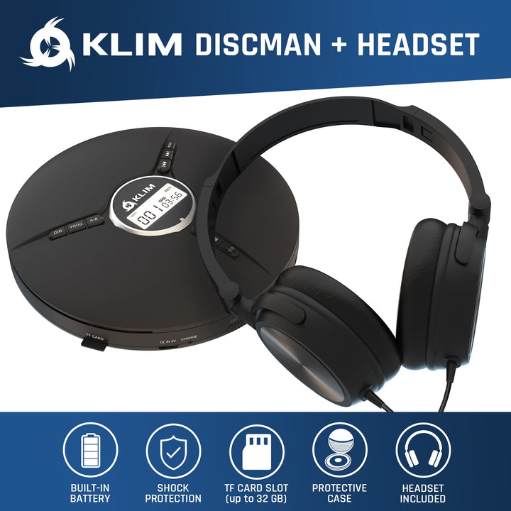 KLIM Discman Portable CD Player with Headphones - KLIM Technologies