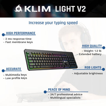 KLIM Chroma Gaming Keyboard, Wired USB, Silent, RGB Backlit for PC,MAC,PS4