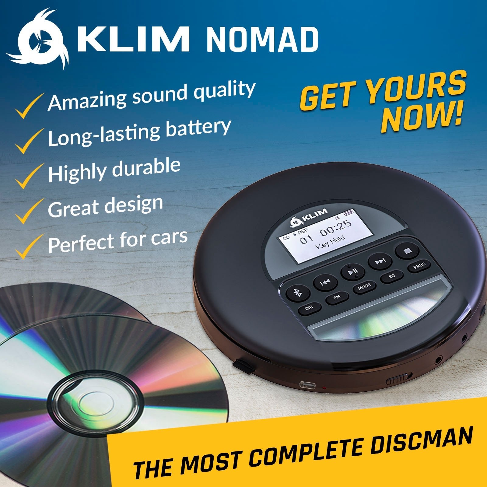 KLIM Nomad Portable CD Player with Bluetooth – KLIM Technologies