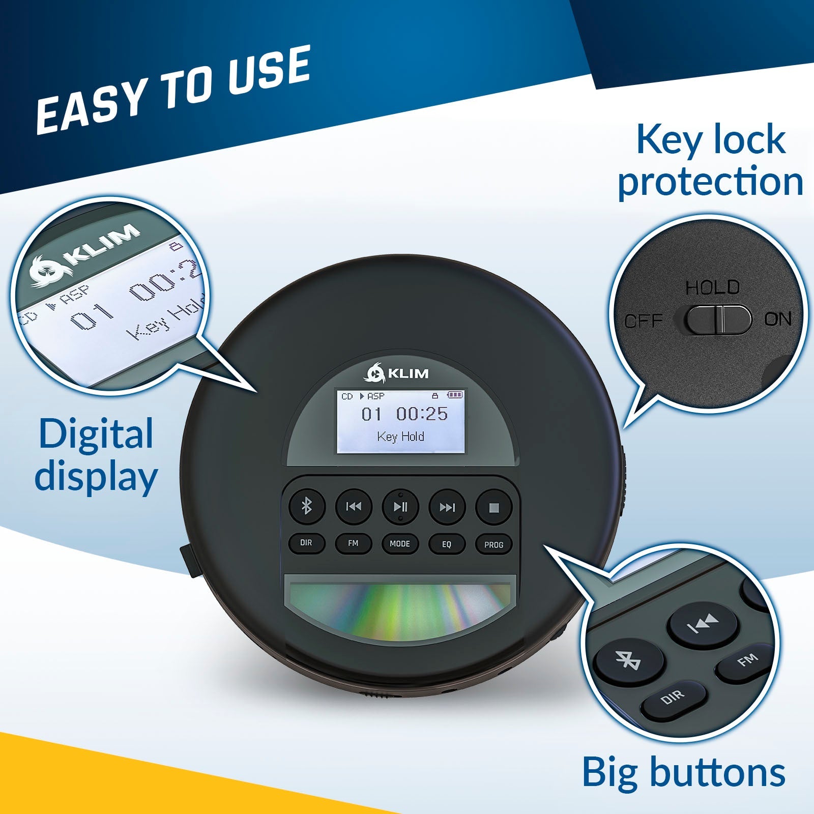 KLIM Nomad Portable CD Player with Bluetooth KLIM Technologies