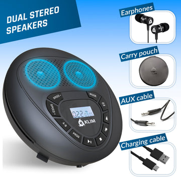 KLIM Speaker Reproductor CD Portátil con Altavoz + Bluetooth – KLIM  Technologies