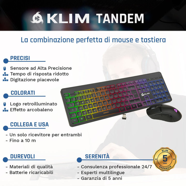 KLIM Tandem Wireless Keyboard and Mouse Set - KLIM Technologies