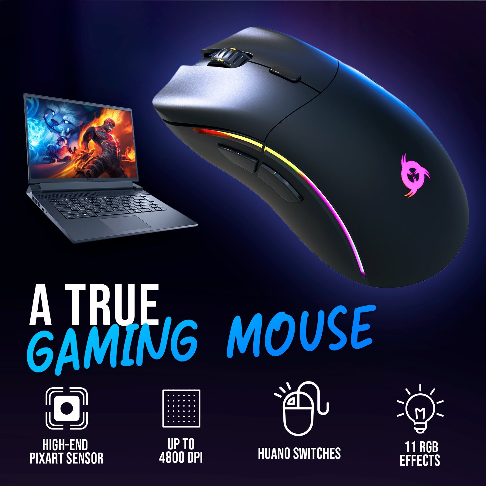 KLIM Thunder Wireless Gaming Keyboard & Mouse Set Single USB Dongle